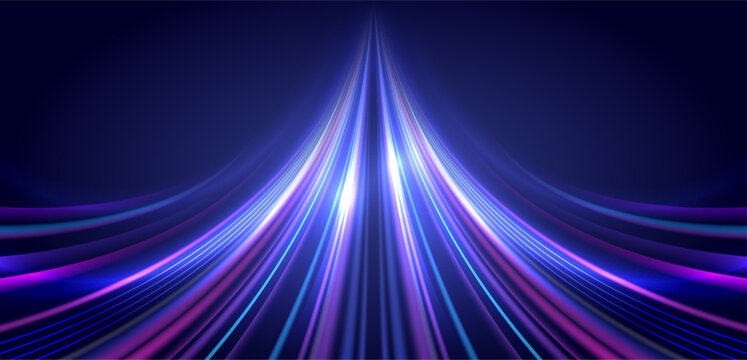 Futuristic speed light trail background with neon glowing lines abstract motion energy technology flow digital sci fi speed movement wallpaper.