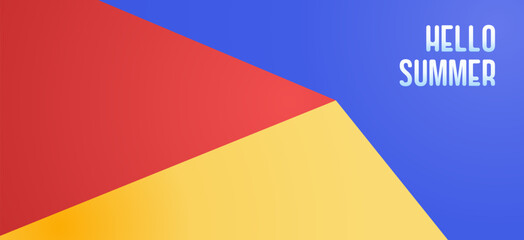 Festive perspective abstract design in red, blue, and yellow for a cheerful summer concept. Perfect for web headers, holiday greeting cards, sales posters.