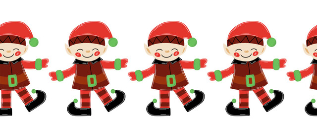 Christmas flat seamless border. New Year illustration