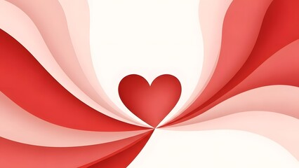 Abstract heart design with swirling red and white ribbons