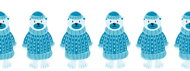 Christmas flat seamless border. New Year illustration