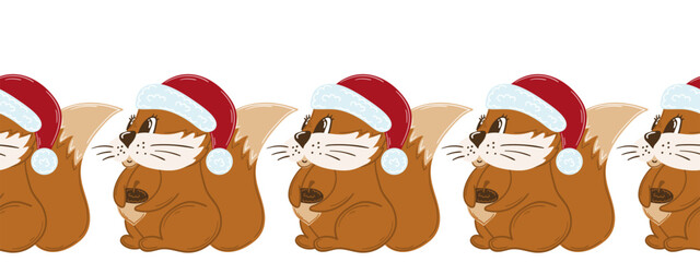 Christmas flat seamless border. New Year illustration