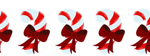 Christmas flat seamless border. New Year illustration