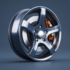 Obraz premium Shiny Alloy Wheel: A detailed view of a gleaming alloy wheel, showcasing its modern design and the precision engineering of its components.