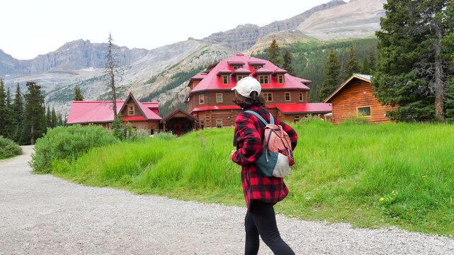 Num ti jah lodge, a historic backcountry lodge, welcomes tourists visiting bow lake in banff national park, offering stunning views of the canadian rockies