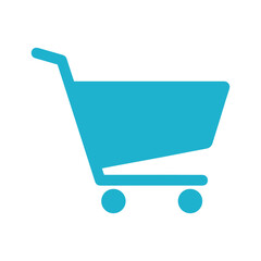 Blue shopping cart icon on white background