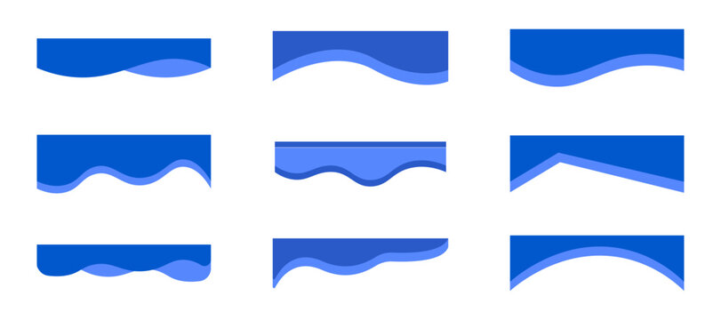 Header website divider border template, dynamic curve wavy separator, modern bottom section. Abstract banner cover collection. 