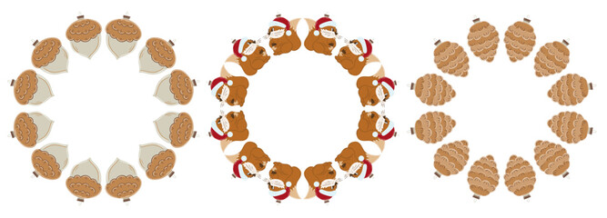 Christmas tree decorations. Round frame. Template for your creativity