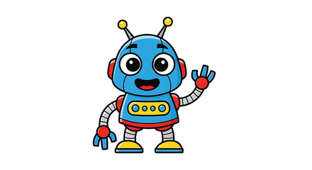 Friendly cartoon robot waving hello with a cheerful expression, perfect for technology and innovation themes.