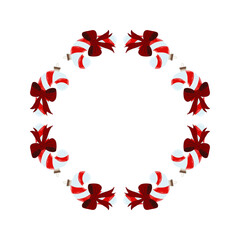 Christmas tree decorations. Round frame. Template for your creativity