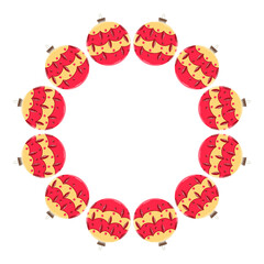 Christmas tree decorations. Round frame. Template for your creativity