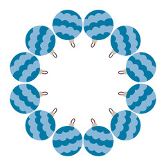 Christmas tree decorations. Round frame. Template for your creativity