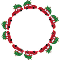 Christmas tree decorations. Round frame. Template for your creativity