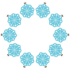 Christmas tree decorations. Round frame. Template for your creativity