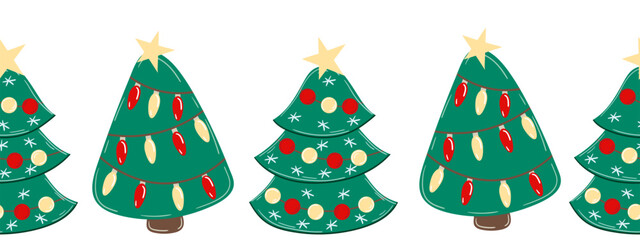 Christmas flat seamless border. New Year illustration