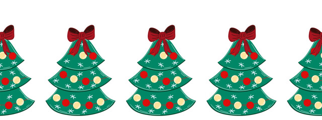 Christmas flat seamless border. New Year illustration