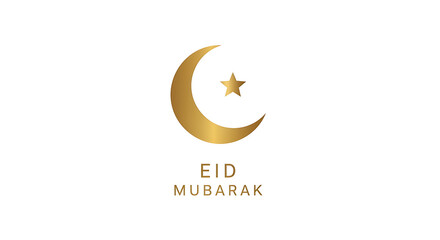 Obraz premium Elegant golden crescent moon and star with 'Eid Mubarak' text, symbolizing celebration and faith