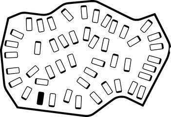 Abstract Black and White Illustration of Rectangular Shapes on an Irregular Surface