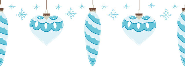 Christmas flat seamless border. New Year illustration