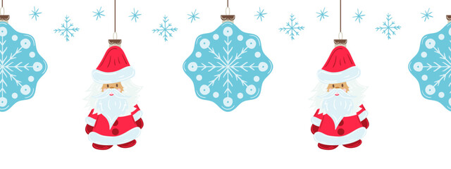 Christmas flat seamless border. New Year illustration