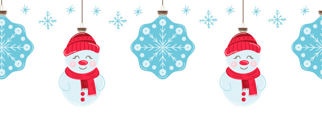 Christmas flat seamless border. New Year illustration