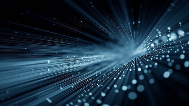 Abstract cool blue fibre optic data background with glowing lines, modern technology concept for communication, internet and high speed networks