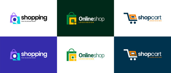 Fototapeta premium shop logo design vector template. shopping logo design collection