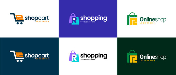 Fototapeta premium shop logo design vector template. shopping logo design collection