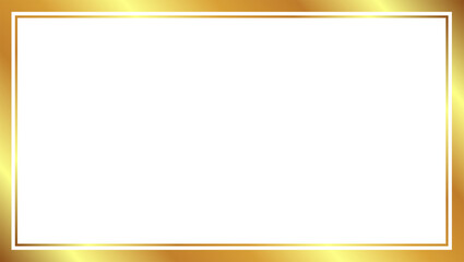 Obraz premium Golden square frame for greeting card or flyers or social media post Rectangular gold frame and glow effects on a transparent background Golden shiny frame Luxury gold frames or borders for wedding