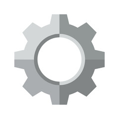 Gray gear icon on white background