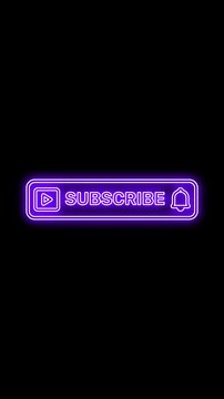 Subscribe neon light purple animation with glowing channel text motion for social media. 4K Video