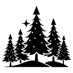 Obraz premium Silhouette christmas trees winter forest festive holiday season design element