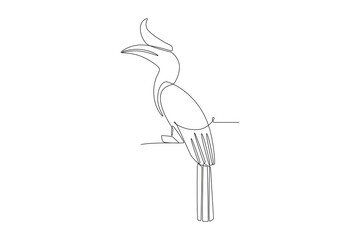 Hornbill. Dayak concept one-line drawing © stlineart