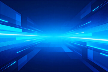 Blue Futuristic Tunnel with Light Trails