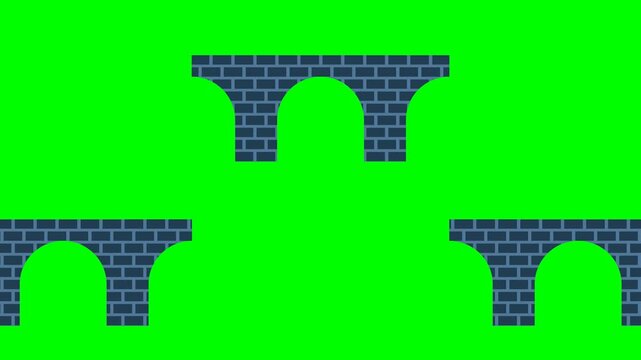 Steps of building repair bridgework architecture maintenance. Construction architecture bridge design. Bridge construction. Road break. Missing section of bridge span. 2d flat animation. Alpha channel