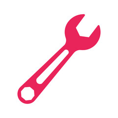 Pink wrench icon on white background