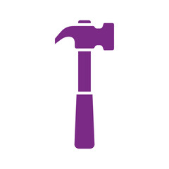 Purple hammer icon on white background