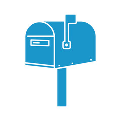 Blue mailbox icon on white background