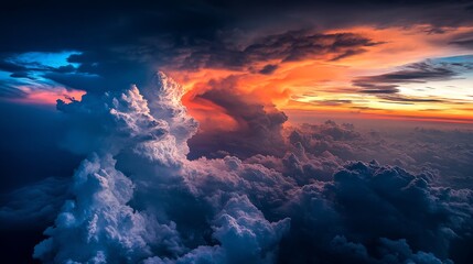 Fototapeta premium 95.Stormy Sky with Dramatic Clouds from an Approaching Thunderstorm at Sunset