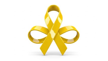 Symbolic yellow ribbon with glossy texture representing support and awareness for various causes