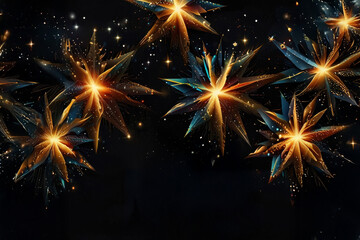 Christmas glimmer star background with glowing lights and golden sparkle.