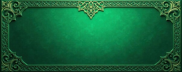 Emerald green background with ornate arabic lattice, moroccan, islamic