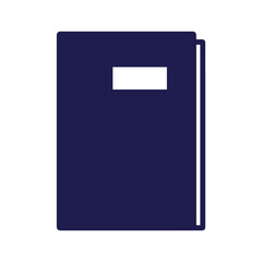 Dark blue book with white label