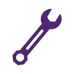 Purple wrench icon on white background