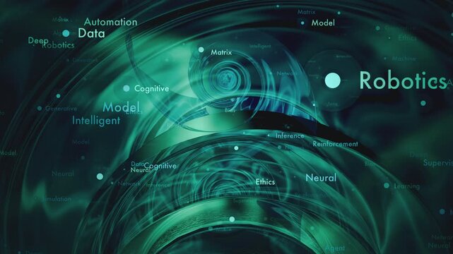 Abstract AI brain learning animation showing scientific glossary.neural health concept