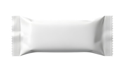 Clean white rectangular snack bar wrapper, isolated on a white background.