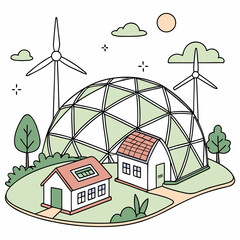 Solar wind hybrid dome powering small village