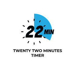Twenty-two minute timer icon with digital display. Modern timer vector template.