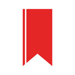 Red bookmark icon on white background