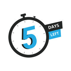 Only five days left until the event. Modern countdown vector.
